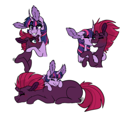 Size: 1000x1000 | Tagged: safe, artist:saphi-boo, fizzlepop berrytwist, tempest shadow, twilight sparkle, pony, g4, my little pony: the movie, big ears, female, lesbian, ship:tempestlight, shipping, simple background, transparent background