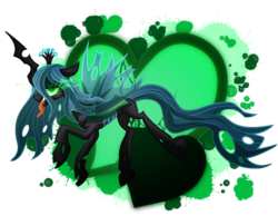 Size: 2700x2100 | Tagged: safe, artist:geraritydevillefort, queen chrysalis, changeling, changeling queen, g4, crown, female, glowing eyes, high res, jewelry, looking at you, regalia, simple background, smiling, solo, sombra eyes, tongue out, transparent background
