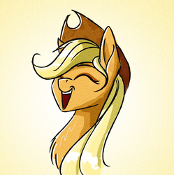 Size: 1468x1476 | Tagged: safe, artist:akweer, applejack, earth pony, pony, g4, cowboy hat, female, hat, laughing, mare, open mouth, smiling, solo, stetson