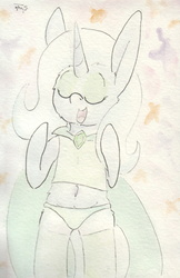 Size: 692x1070 | Tagged: safe, artist:slightlyshade, trixie, pony, g4, belly button, bipedal, clothes, female, green underwear, panties, solo, traditional art, underwear