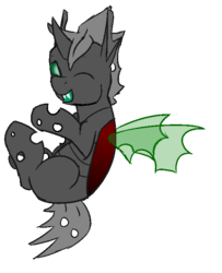 Size: 563x694 | Tagged: safe, artist:mlpcreationist, oc, oc only, oc:switchlock, changeling, changeling oc, green changeling, happy, request, smiling