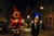 Size: 1024x682 | Tagged: safe, artist:whatthehell!?, edit, flash sentry, sunset shimmer, vampire, equestria girls, g4, boots, broom, clothes, doll, equestria girls minis, female, flower, halloween, hat, holiday, irl, lamp, male, night, photo, ship:flashimmer, shipping, shoes, skirt, straight, street, toy, witch