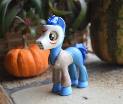 Size: 1026x864 | Tagged: safe, artist:prototypespacemonkey, gameloft, grayson eddy, earth pony, pony, g4, scare master, friday the 13th, halloween, halloween costume, hockey mask, holiday, jason voorhees, male, mask, nightmare night, sculpture, solo, stallion, traditional art