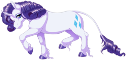 Size: 2100x1000 | Tagged: safe, artist:kittehkatbar, rarity, classical unicorn, pony, unicorn, g4, cloven hooves, female, horn, leonine tail, looking at you, mare, simple background, smiling, solo, transparent background, unshorn fetlocks