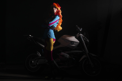 Size: 5616x3744 | Tagged: safe, artist:sunny-tooi, photographer:duginpv, sunset shimmer, human, equestria girls, g4, my little pony equestria girls: friendship games, clothes, cosplay, costume, female, irl, irl human, motorcross, motorcycle, photo, preview, solo