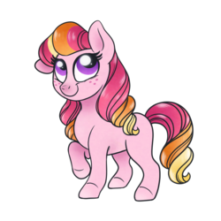 Size: 680x680 | Tagged: safe, artist:carouselunique, oc, oc only, oc:honeycrisp blossom, cute, female, filly, multicolored hair, multicolored mane, multicolored tail, next generation, offspring, parent:big macintosh, parent:princess cadance, parents:cadmac, raised hoof, simple background, solo, style emulation, transparent background