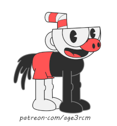 Size: 1000x1080 | Tagged: safe, artist:age3rcm, pony, animated, cuphead, cuphead (character), gif, old timey, ponified, rule 85, simple background, style emulation, wat, white background
