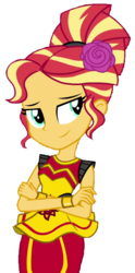Size: 328x660 | Tagged: safe, alternate version, artist:fella, sunset shimmer, equestria girls, g4, alternate clothes, alternate hairstyle, beautiful, female, flower, rose, simple background, solo, transparent background