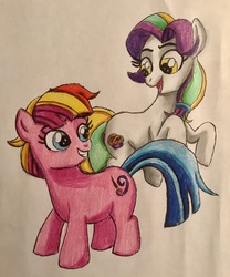 Size: 2675x3216 | Tagged: safe, artist:bozzerkazooers, coconut cream, toola roola, pony, fame and misfortune, g4, my little pony: friendship is magic, high res, open mouth, traditional art