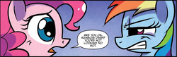 Size: 1148x370 | Tagged: safe, idw, pinkie pie, rainbow dash, g4, secrets and pies, spoiler:comic, spoiler:comic59