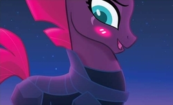 Size: 630x384 | Tagged: safe, edit, idw, tempest shadow, g4, my little pony: the movie, my little pony: the movie adaptation, blushing, blushing profusely, comic, cute, pretty pretty tempest, tempestbetes, tsundere, tsundere shadow
