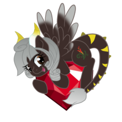 Size: 275x275 | Tagged: safe, oc, oc only, oc:fire blossom, dracony, hybrid, longma, female, fire ruby, gem, mare, ruby, simple background, solo, transparent background
