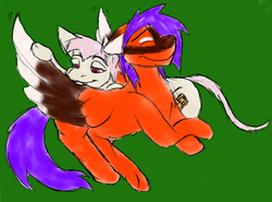 Size: 1394x1032 | Tagged: safe, artist:wesleyfoxx, derpibooru exclusive, oc, oc only, oc:wesley foxx, earth pony, pegasus, pony, colored, preening