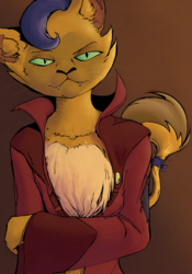 Size: 2050x2931 | Tagged: safe, artist:enzymedevice, capper dapperpaws, abyssinian, cat, anthro, g4, my little pony: the movie, chest fluff, clothes, high res, male, solo
