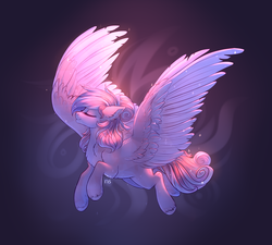 Size: 3000x2703 | Tagged: safe, artist:nightskrill, oc, oc only, crystal pony, pegasus, pony, eyes closed, female, high res, large wings, mare, smiling, solo, wings