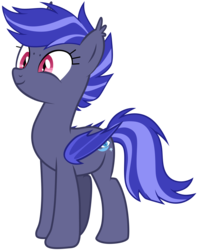 Size: 3841x4852 | Tagged: safe, artist:zee66, oc, oc only, oc:night watch, bat pony, pony, g4, absurd resolution, bat wings, ear fluff, ear tufts, female, folded wings, show accurate, simple background, slit pupils, smiling, solo, standing, tail, transparent background, two toned mane, two toned tail, wings