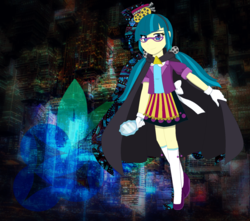 Size: 1620x1431 | Tagged: safe, artist:fantasygerard2000, juniper montage, equestria girls, equestria girls specials, g4, my little pony equestria girls: mirror magic, cape, clothes, female, glasses, gloves, mirror, shirt, shoes, skirt, smiling, socks, solo