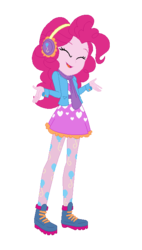 Size: 365x641 | Tagged: safe, artist:allegro15, artist:selenaede, pinkie pie, equestria girls, g4, base used, boots, bundled up for winter, clothes, cute, earmuffs, eyes closed, female, pantyhose, scarf, shoes, simple background, skirt, solo, stockings, transparent background, winter boots, winter outfit