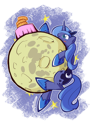 Size: 750x1050 | Tagged: safe, artist:rvceric, princess luna, alicorn, pony, g4, :p, climbing, crown, cute, dessert, female, food, full moon, jewelry, lunabetes, mare, mid-autumn festival, moon, mooncake, reaching, regalia, s1 luna, solo, tangible heavenly object, tongue out