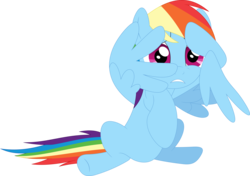 Size: 3576x2519 | Tagged: safe, artist:porygon2z, rainbow dash, pegasus, pony, g4, testing testing 1-2-3, covering face, female, high res, mare, simple background, solo, transparent background, vector, wing hands