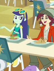 Size: 272x359 | Tagged: safe, screencap, blueberry cake, normal norman, equestria girls, g4, my little pony equestria girls, background human, cropped, food, offscreen character