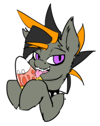 Size: 2310x2898 | Tagged: safe, artist:neoncel, oc, oc only, oc:skree, bat pony, bat pony oc, candy, collar, food, high res, licking, simple background, solo, spiked collar, tongue out, transparent background