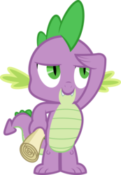Size: 4187x6038 | Tagged: safe, artist:timeymarey007, spike, dragon, g4, the crystalling, .svg available, absurd resolution, male, salute, scroll, simple background, solo, transparent background, vector