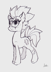 Size: 991x1396 | Tagged: safe, artist:woonasart, fizzlepop berrytwist, tempest shadow, g4, my little pony: the movie, bandage, eye scar, female, grayscale, monochrome, scar, scar on the wrong side, solo