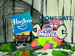 Size: 620x464 | Tagged: safe, g4, my little pony: the movie, barely pony related, frankendoodle, hasbro, lionsgate, metaphor, my little pony: the movie logo, out of context, solo, spongebob squarepants