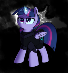 Size: 1189x1291 | Tagged: safe, artist:neuro, twilight sparkle, alicorn, pony, g4, my little pony: the movie, armor, bad end, betrayal, edgy, evil twilight, fallen hero, female, glowing horn, horn, mare, solo, traitor, traitor sparkle, twilight is anakin, twilight sparkle (alicorn), tyrant sparkle, what if