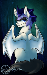 Size: 938x1500 | Tagged: safe, artist:aeritus, oc, oc only, bat pony, pony, night guard, solo