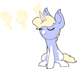Size: 807x719 | Tagged: safe, artist:nootaz, oc, oc only, oc:nootaz, pony, unicorn, animated, clapping, female, gif, glowing horn, hand, horn, magic, magic hands, mare, simple background, solo, transparent background