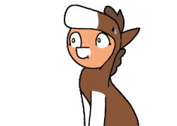 Size: 575x412 | Tagged: safe, artist:nootaz, oc, oc only, oc:pony in a horse suit, earth pony, pony, animated, clothes, costume, cute, gif, nervous, simple background, transparent background