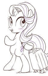 Size: 509x800 | Tagged: safe, artist:k-nattoh, starlight glimmer, pony, unicorn, g4, belly, bipedal, blushing, female, solo, suitcase