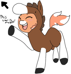 Size: 797x828 | Tagged: safe, artist:nootaz, oc, oc only, oc:pony in a horse suit, earth pony, pony, clothes, costume, pointing, reaction image, simple background, transparent background