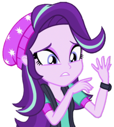 Size: 644x718 | Tagged: safe, artist:thebar, starlight glimmer, equestria girls, equestria girls specials, g4, my little pony equestria girls: mirror magic, background removed, beanie, clothes, female, hand, hat, pointing, simple background, solo, transparent background, vest, watch, wristwatch