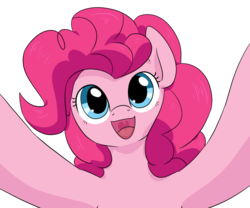 Size: 1200x1000 | Tagged: safe, artist:dudey64, pinkie pie, earth pony, pony, g4, bust, cute, diapinkes, female, hug, imminent vore, mare, mawshot, offscreen character, open mouth, portrait, pov, simple background, solo, transparent background