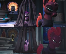 Size: 1920x1600 | Tagged: safe, storm king, tempest shadow, twilight sparkle, alicorn, pony, g4, my little pony: the movie, 3d, animatic, cage, comparison, floppy ears, prison, prisoner, sad, storyboard, twilight sparkle (alicorn)