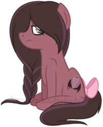 Size: 740x910 | Tagged: safe, artist:ipandacakes, oc, oc only, oc:humor mimi pie, earth pony, pony, bow, female, mare, offspring, parent:cheese sandwich, parent:pinkie pie, parents:cheesepie, simple background, sitting, solo, tail bow, transparent background