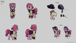 Size: 5120x2880 | Tagged: safe, artist:mozgan, pinkie pie, earth pony, pony, fallout equestria, g4, clothes, coat, concept art, fanfic, fanfic art, female, glasses, hat, hooves, looking at you, mare, ministry mares, ministry of morale, pinkamena diane pie, solo, turban