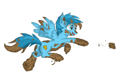 Size: 1809x1189 | Tagged: safe, oc, oc only, pegasus, pony, belly button, cute, dirt, dirty, male, messy, mud, mud play, muddy, open mouth, playing, solo, swamp, wet and messy