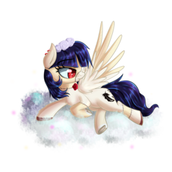 Size: 3000x3000 | Tagged: safe, artist:katakiuchi4u, oc, oc only, pegasus, pony, zombie, cloud, commission, female, high res, looking back, mare, red eyes, simple background, solo, stitches, transparent background