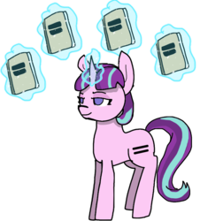 Size: 694x768 | Tagged: safe, artist:nootaz, starlight glimmer, pony, unicorn, g4, book, equal cutie mark, female, glowing horn, horn, magic, manifesto, simple background, solo, stalin glimmer, telekinesis, this will end in communism, transparent background