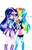 Size: 2055x3258 | Tagged: safe, artist:liaaqila, rainbow dash, twilight sparkle, equestria girls, g4, boots, clothes, compression shorts, female, high res, lesbian, ship:twidash, shipping, shoes, shorts, skirt, smiling, traditional art