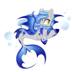 Size: 1024x1024 | Tagged: safe, artist:pvrii, oc, oc only, oc:midnight radiance, bat pony, seapony (g4), g4, my little pony: the movie, bubble, clothes, cute, digital art, dorsal fin, female, fin, fin wings, fins, fish tail, flowing mane, flowing tail, happy, mare, ocean, pink eyes, scales, seaponified, see-through, simple background, smiling, solo, species swap, swimming, tail, transparent background, underwater, vector, water, wings