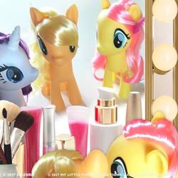 Size: 1080x1080 | Tagged: safe, applejack, fluttershy, rarity, pony, g4, female, irl, photo, toy