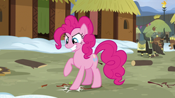 Size: 1280x720 | Tagged: safe, screencap, pinkie pie, pony, yak, g4, not asking for trouble, stomping, twig, unnamed character, unnamed yak, yickslubertfest