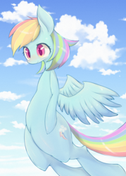 Size: 914x1280 | Tagged: safe, artist:91o42, rainbow dash, g4, female, flying, solo, spread wings, wings
