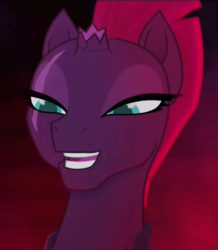Size: 469x538 | Tagged: safe, screencap, tempest shadow, pony, unicorn, g4, my little pony: the movie, the making of my little pony movie, cropped, female, mare, pretty, pretty pretty tempest, silly, silly pony, smiling, solo, when she smiles