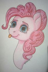 Size: 1292x1935 | Tagged: safe, artist:deltahedgehog, derpibooru exclusive, pinkie pie, earth pony, pony, g4, bust, cute, female, looking at you, mare, portrait, smiling, solo, traditional art